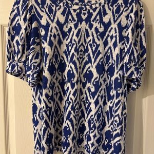 Chico's Navy and White Abstract Blouse Size 1